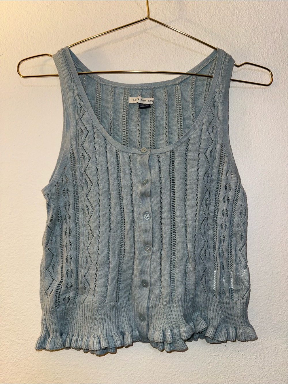 American Eagle Outfitters Light Blue Knit Button-Front Camisole